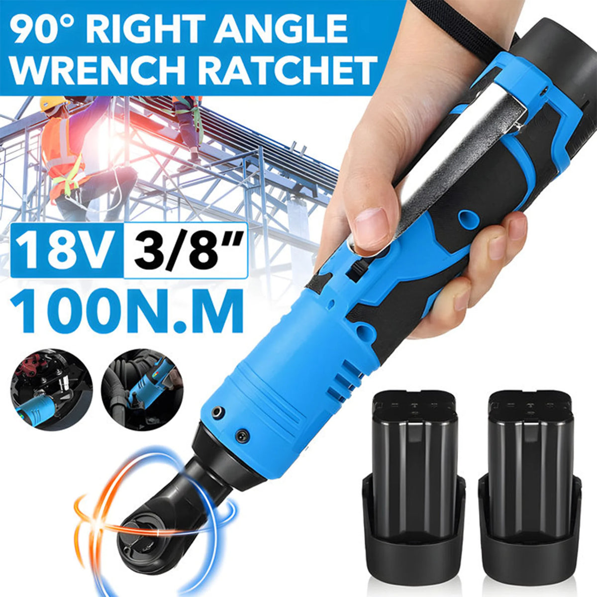 Akkus racsnis kulcs 3/8″ – 18 V, 100 Nm