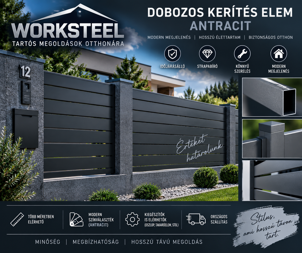 Dobozos kerítés elem Ral 7016 antracit
