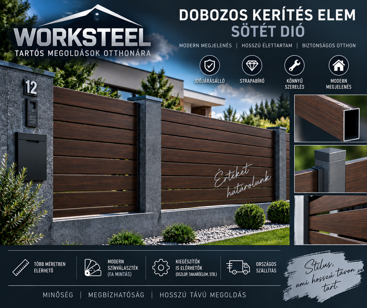 Dobozos kerítéselem – Sötét dió